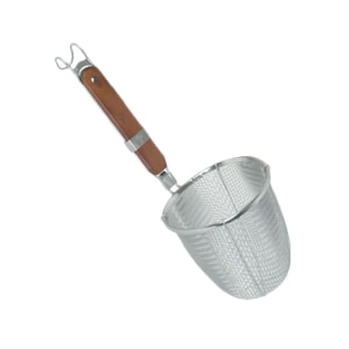 A-to-Z Supply SLNS001 Noodle Skimmer, 5-3/4" x 5-1/2", mesh Wire, Built-in Hook Hanger, Flat Wood Handle, Stainless Steel