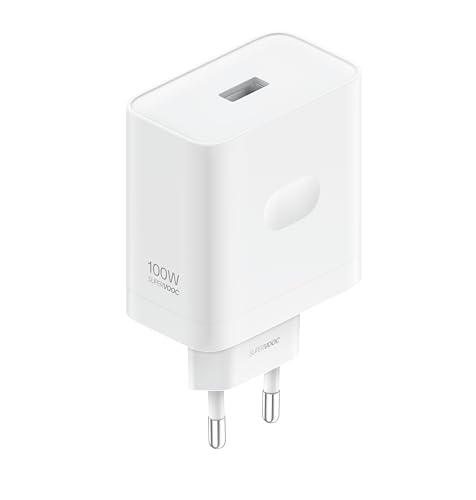Cargador original OPPO SUPERVOOC 100W blanco con cable USB incluido para carga rápida