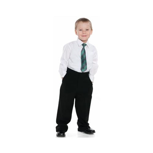 Image of White Cotton Trousers for Kids, Regular Fit