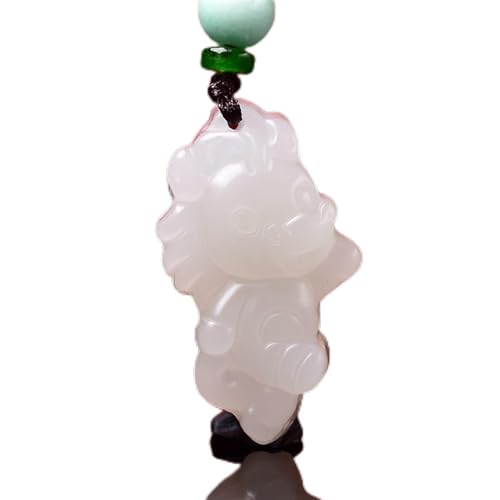 SMDSAZ 干支 翡翠 ペンダント お守り チャーム ジュエリー ホワイト ナチュラル 中国ファッション メンズ ギフト ネックレス 彫刻 女性 翡翠, Sheep, ジェムストーン, 翡翠