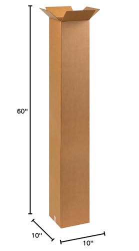 Image of BOX USA 10 x 10 x 60 Corrugated Cardboard Boxes, Tall 10 inchL x 10 inchW x 60 inchH, Pack of 15 | Shipping, Packaging, Moving, Storage Box for Home or Business, Strong Wholesale Bulk Boxes