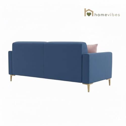 Image of 3 Seater Velum Fabric Sofa Set for Living Room, Modern Design with High Density Foam, Solid Wood Frame, Ergonomic Comfortable Seating for Home & Office (Blue, 3 Seater) | Soft foam comfort