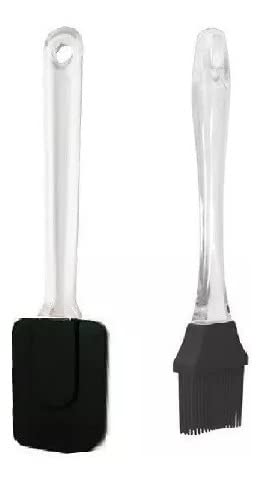 Kit 10 Colheres De Silicone Cabo Inox Utensílios Preto