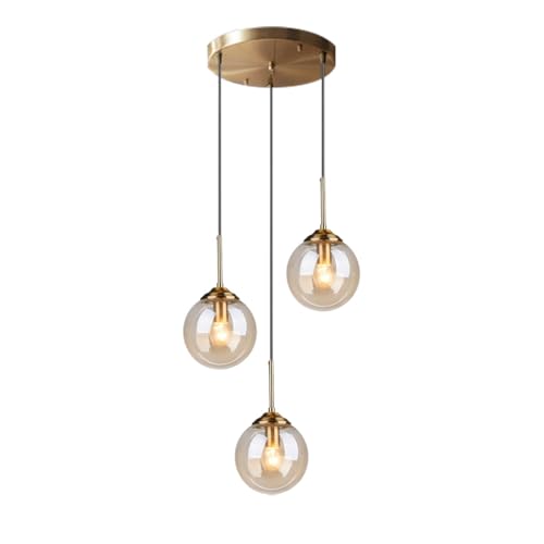 MyLjp Vintage Decorativo Pendente Luce 3 Luci Lampadario Ristorante In Stile Nordico Lampada A Sospensione In Vetro Nero E27 Sala Da Pranzo Soggiorno Isola Cucina Lampade A Sospensione Lineari(B)