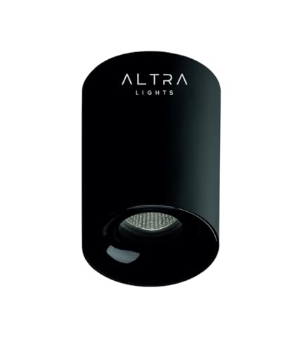 Image of Altra Lights 7W COB LED Surface Mounted Cylinder Downlight | Spotlight for False Ceiling & Wall | for Living Room, Office, Showroom Roof | Natural White, Aluminium Black Reflector | Pack of 1