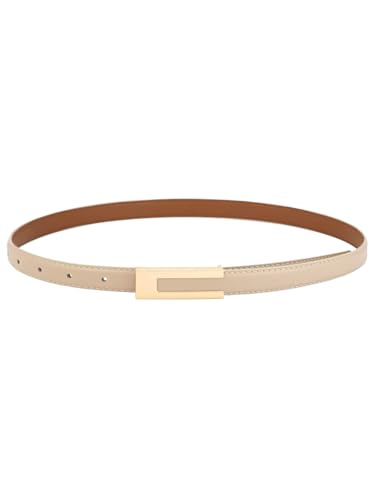 Skinny Leather Belts for Women, Ladies Thin Waist Belt for Dresses Jeans Pants with Gold Buckle