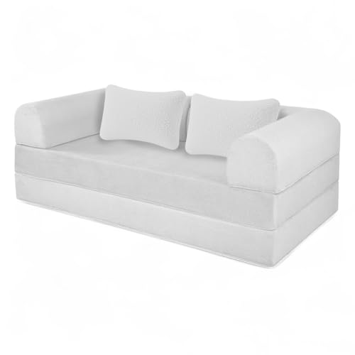 El Mejor Listado de Sofa Cama Moderno para comprar hoy. 47 Naap Concept Sofá Cama Teddy Smooth | Diseño Convertible | Hecho 100% de Espuma | Comodidad y Versatilidad | 200x100x65 cm (Blanco)