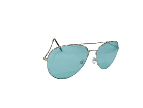 GenericMen's Fashion Sky Blue Silver Frame Metal Aviator Sunglasses_MO-03
