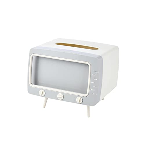 Bonito juego de caja de pañuelos multifuncional de plástico creativo para TV, organizador de caja de pañuelos con soporte para teléfono celular, soporte de pañuelos para dormitorio, práctico