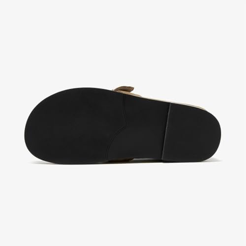 Image of BEAU TODAY Suede Leather Loafers Women, Women's Slip On Wide Width Loafers Flats Shoes, Footbed Comfortable Casual Dress Potato Shoes with Arch Support and Adjustable Buckle