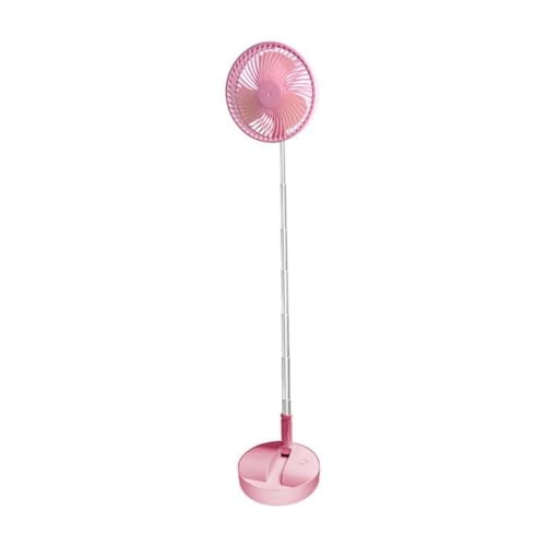 Pluuttiem Ventilador de Suelo Telescópico Plegable con 4 Velocidades de Viento, Color Rosa