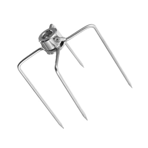 Gadpiparty Tenedor para Barbacoa de Acero Inoxidable Accesorio para Parrilla Rotatoria Pinchos Dobles para Asar Carne Camping y Picnic