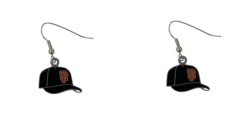 Pro Specialties Group MLB Earrings, Team Colors, One Size, Small (San Francisco Giants J Hook Hat Earrings)