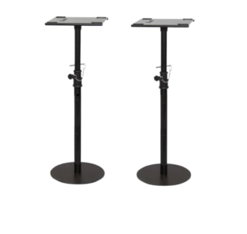 Image of Exito Studio Monitor Speaker Stands Pair. 40Kg Capacity per Stand. Adjustable Height. Metal Constructed Stands Ideal for Surround Sound, Bookshelf and Monitoring Speakers