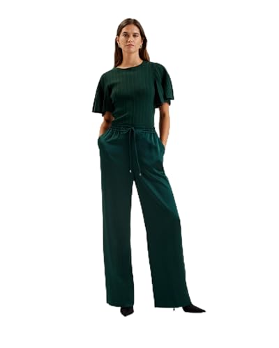 Ted Baker Womens wmt-umaibo-Satin Wide Leg Jogger Dress Pants, dk-Green, 14 UK