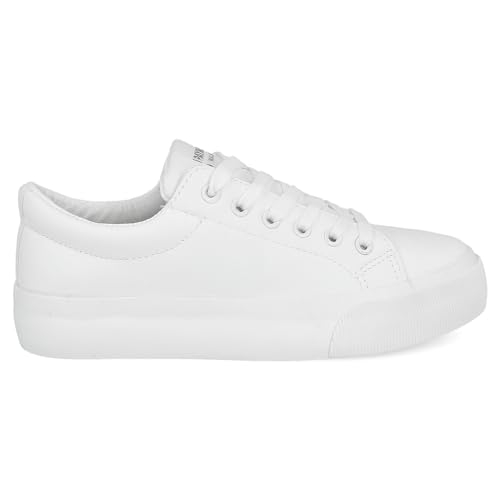 PAYMA - Zapatillas Bambas Deportivas con Plataforma de Mujer. Tenis Deporte, Casual y Caminar. Cordones y Cierre de Contacto. Interior Acolchado. Color: Blanco. Talla: EU 38