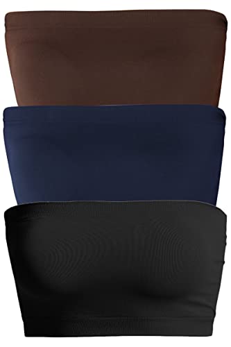 Image of TheMogan Women's Seamless Bandeau Bra Tube Top Strapless Nylon /Span Stretch Bralette