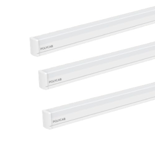 Image of Polycab Neo Slim LED Batten 20W (2 Ft) Cool White | Ultra Slim, 120 Wide Beam, 25,000 Hours, 4kV Surge Protection(pack of 3)