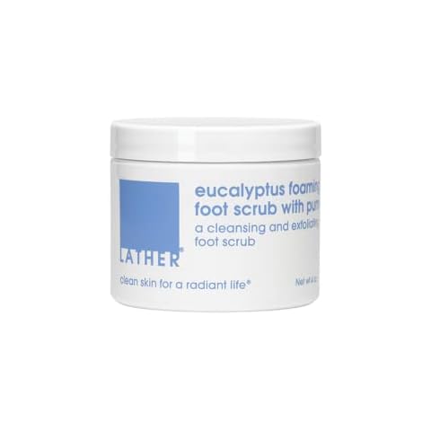 LATHER Foot Scrub with Pumice Stone - Gentle Exfoliating Foaming Foot Scrub for Skin - Cracked Heel Repair for Smooth, Soft Feet - Pedicure Foot Spa | 4 Oz Cover