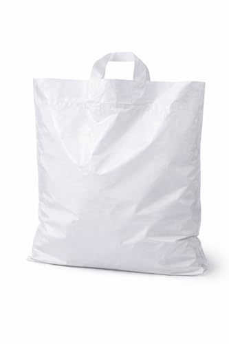 good4food 50 Stück LDPE-Kunststoff-Handtaschenschlaufen in Weiß 45x50 5 cm 50 µm Tragetasche Einkaufstasche