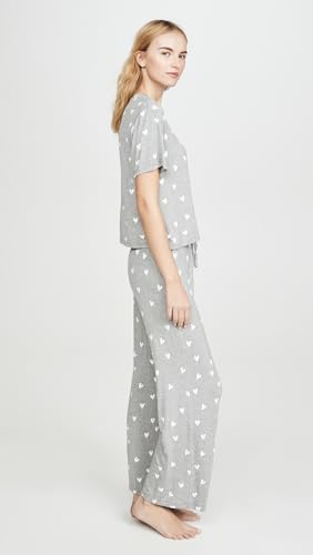 Image of Honeydew Intimates Women's All American PJ Set, Heather Grey Hearts, XS