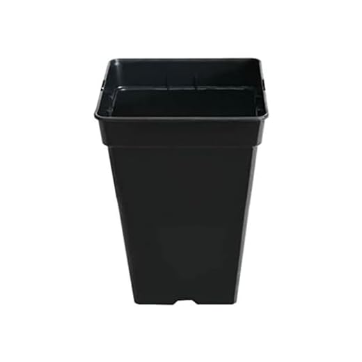 BioBizz 02-075-100 Erde Light-Mix Potting Soil 50 L Bag 15 GROWMANIA Pack mit 10 schwarzen quadratischen Pflanztöpfen 7L - Fünf Blumentöpfe aus Kunststoff 20x20x27 cm