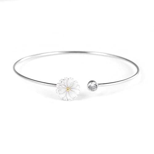 Bague argent 925 pétale chrysanthème style coréen orné de zircon