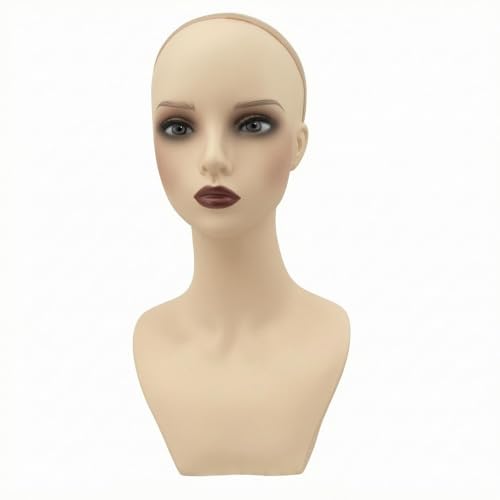 Xgdsnly Cabeza Maniquí con Hombros Orificios Oreja Busto Peluca Estable Cabeza Peluca para Pelucas