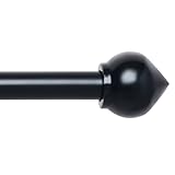 Picture of 3/4" Standard Decorative Adjustable Curtain Rod,Heavy Duty Curtain Rods Set for Windows,30 To 52 Inch, Black