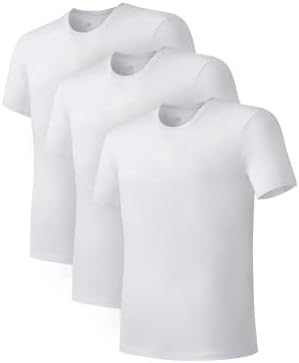 DAVID ARCHY Men's Undershirts Combed Cotton T-Shirt Soft Moisture-Wicking Undershirt Crew Neck or V Neck Tees 3 Pack