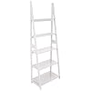 Amazon Basics Ladder Bookshelf Organizer 5 Tier Solid Rubberwood Frame White Finish 14 D x 248 W x 701 H in