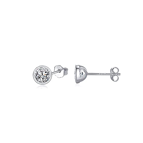 SNORSO Boucles d'oreilles Femme Argent 925, Clous d'oreilles Zircone Cubique 3mm Rondes pour Femme Fille