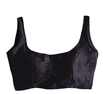 gaiyera Women's Neck Sleevless Readymade Blouse for Saree & Lahenga Choli Black-picture-56