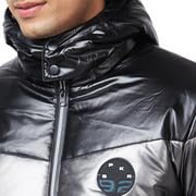 Image of Spykar Men's Standard Length Midnight Nylon Straight Fit Full Sleeve Plain Hooded Puffer Jacket