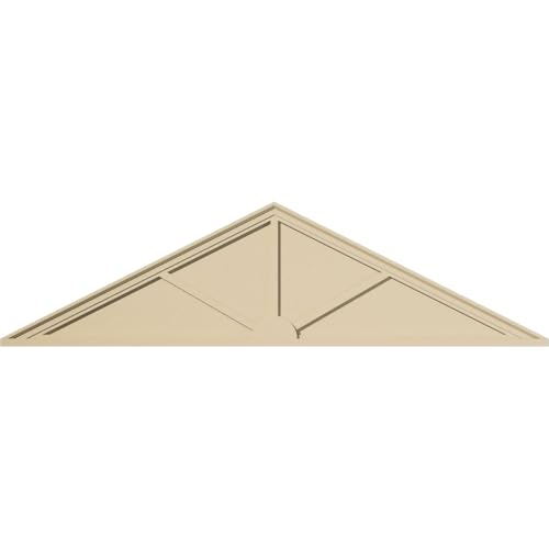 74"W x 19-1/2"H x 2"P (Pitch 6/12) Peaked Cap 3 Spoke Signature Urethane Pediment, Primed Tan