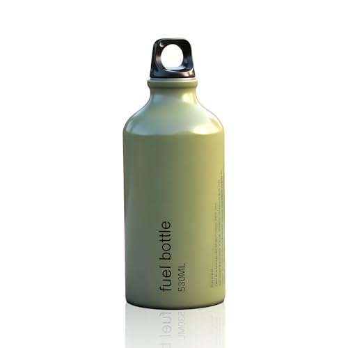 ELICTECH Outdoor Fuel Bottle in Orange Aluminum Alloy Container with Leak-Proof Cap and O-Ring Compact and Durable Storage for Camping Hiking and Backpacking (Military Green 530ml)