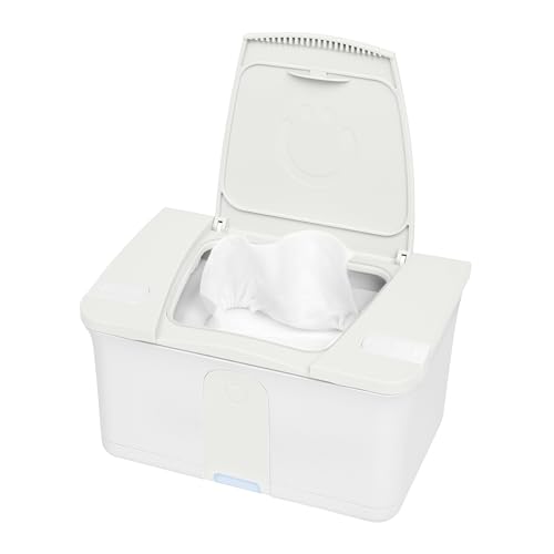 Ubbi Baby Wipes Warmer and Dispenser with Nightlight, Top-Heating System, Moisture Lock Lid, Fits Standard Wipe Packs, Soft Glow Light for Diaper Changes, Oat