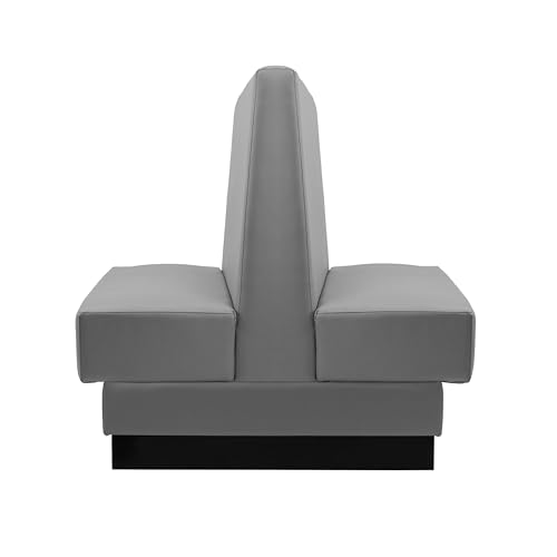 Image of FDP Double-Sided Four Person Commercial-Grade Durable Vinyl Restaurant Booth Seat Heavy-Duty Wall-Flush Design for Diner, Lounge and Cafeteria Bench Seating, Two Step Assembly - Dark Gray