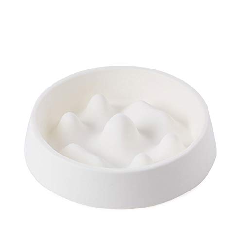 LQHK Comedero Lento en Melamina, IQ Rompecabezas Ralentizar la Comida Antideslizante Alimentacion Plato Alimentador,Blanco Cover
