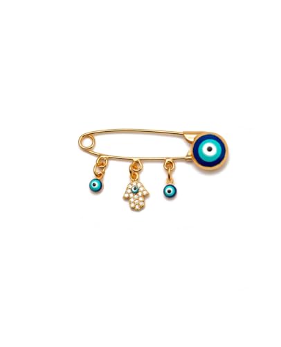 Image of Turkey Evil Eye Rhinestone Charm Blue Lucky Eyeball Hands Brooch Pins Jewelry for Good Luck