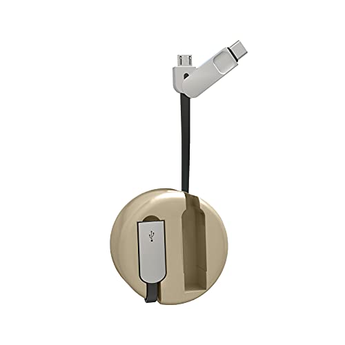 Cable de carga USB 2 en 1 Cargador retráctil 2.4A de alta velocidad Android Cargador Cable Pequeño y Portátil para Android y Tipo-C Samsung Huawei Galaxy phone, Sony, PS4, Nintendo, Tabletas [3 pies] Cover
