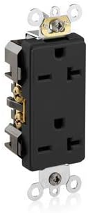 Leviton 16462-E Industrial Grade Duplex Receptacle, Tamper-Resistant, 20 Amp 125 Volt, Lev-Lok Modular, Black