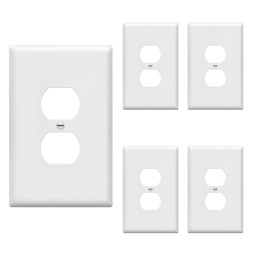 Image of ENERLITES Jumbo Duplex Receptacle Outlet Wall Plate, Large Electrical Outlet Covers, Over-Size 1-Gang 5.5 inch x 3.5 inch, Polycarbonate Thermoplastic, 8821O-W-5PCS, White (5 Pack)