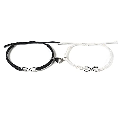Image of COLORFUL BLING 2Pcs Infinity Distance Couple Braided Handcrafted Luck Bracelet Bangle Adjustable Rope His and Hers Wristband Wrist Jewelry