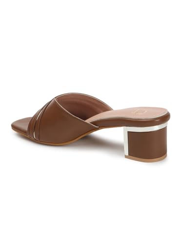 Image of Carlton London Women Comfortable Casual Sandal with Block Heels, Square Toe for Casual and Wear
