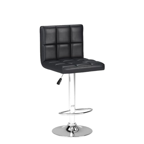 Image of GUNJI Bar Stools Modern PU Leather Adjustable Barstools with Back Armless Hydraulic Kitchen Counter Height Swivel Bar Stool Set of 2 (Black) (1, White, Square)