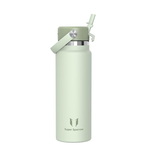 Sparrow Trinkflasche Edelstahl 1L - Weiter Öffnung SwivelSip Thermosflasche mit Strohhalm - BPA-frei, Auslaufsicher Trinkflaschen - Ergonomisch Thermoskanne für Sport, Reisen, Outdoor