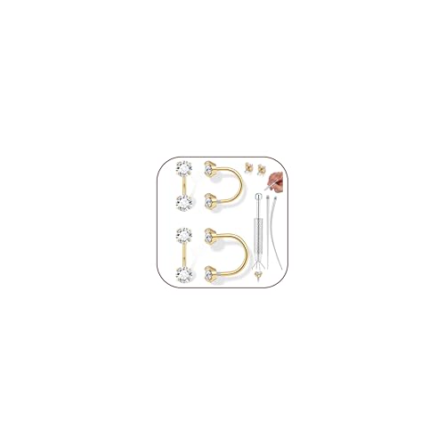 18G Half Huggie Earrings Jacket Pack for Women Hypoallergenic Gold Plated Loop Hoop Backless Earring Stacks Set Small Cubic Zirconia Screwback Studs Jewelry Gifts for Women Men Trendy A
