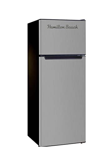 Hamilton Beach, 2 Door Apartment Size RETRO Refrigerator with Top Freezer, 7.5 cu ft, Stainless on Fridge.com