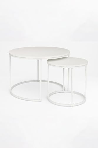Regalos Miguel - Mesas Auxiliares - Set 2 Mesas Centro Renty - Blanco Regalos Miguel - Mesas Auxiliares - Set 2 Mesas Centro Renty - Blanco
